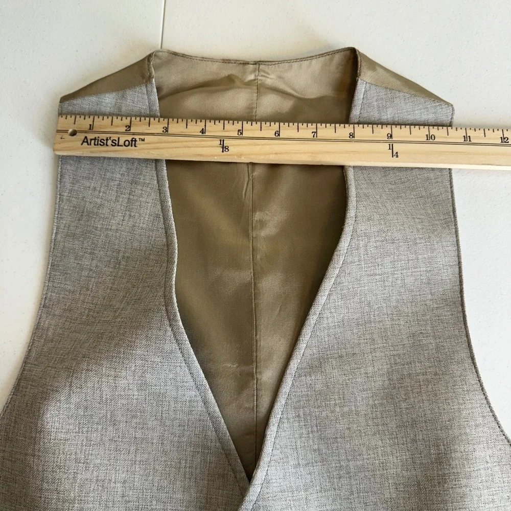 Men's Reversible Plaid Button Vest Size S? Gray Tan Waistcoat READ